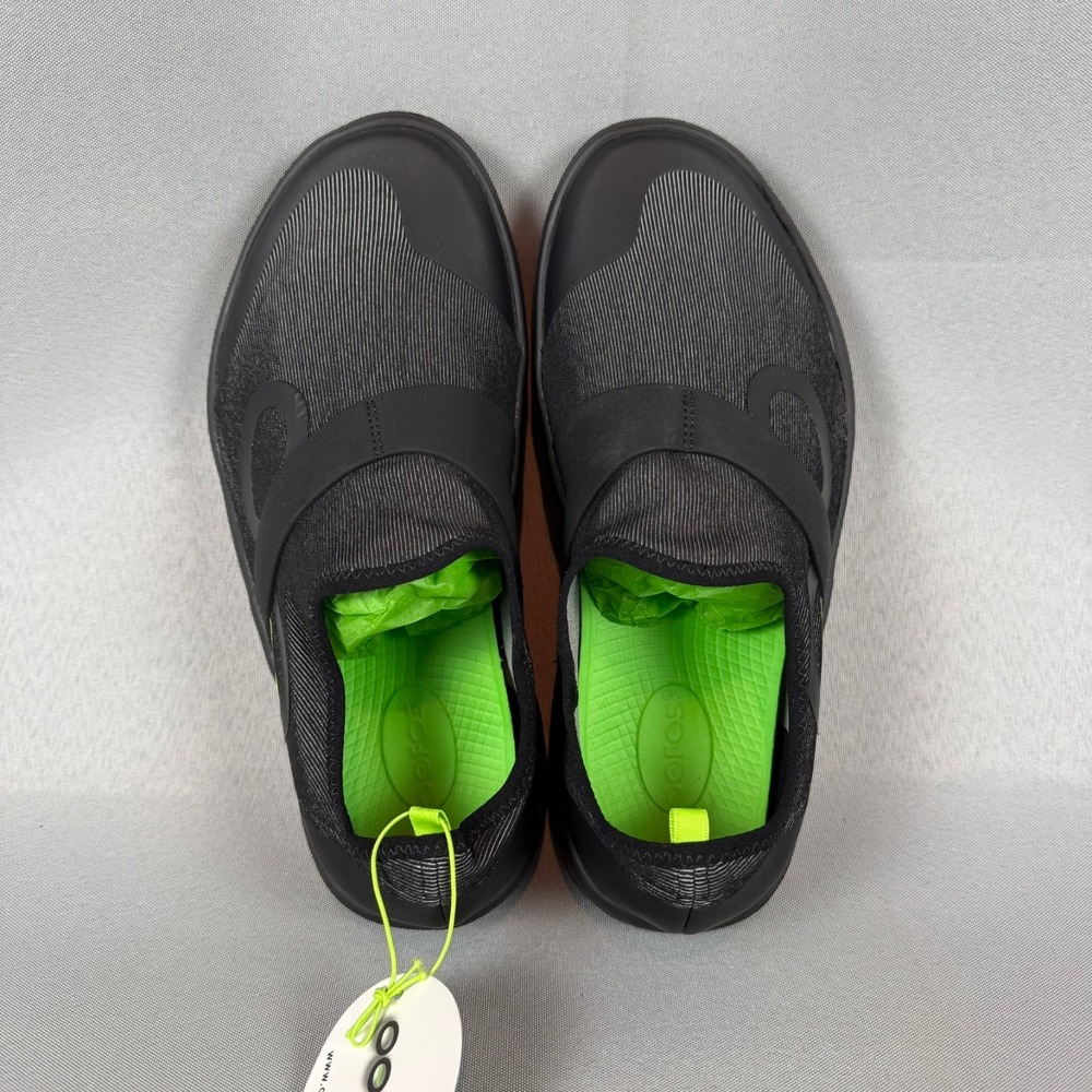 Oofos OOmg Fibre Low Recovery Sneakers Mens 9 Black Gray Slip-On Shoes New NIB - Picture 7 of 8